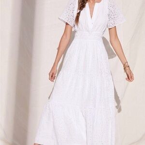 Anthropologie White Eyelet Maxi Dress